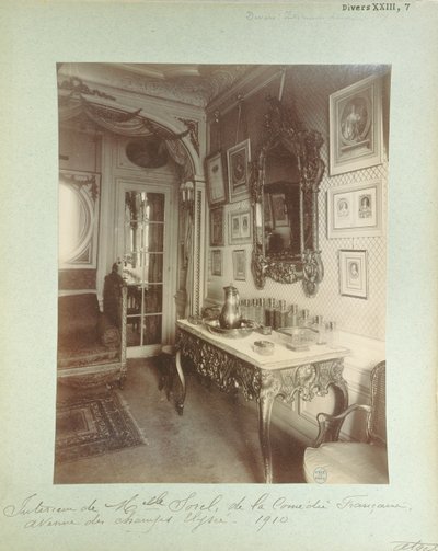 Interior of the Home of Cecile Sorel at 99 Avenue des Champs Elysees, 1910 by Eugène Atget